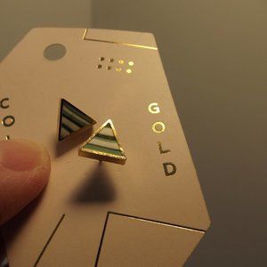 Cold Gold 24K Gold Plated Triangle Earrings New